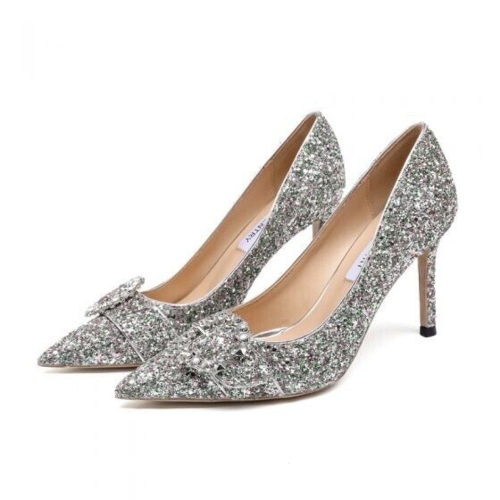 sparkly silver rhinestone heels size 10.5